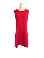 Lina Tomei Dress Womens Large Red Linen Sleeveless Shift Made in Italy Lagenlook
