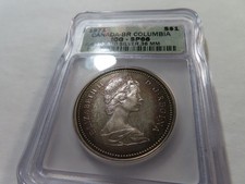 X25 Canada 1971 Silver $1 British Columbia 100th Anniv. ICG SP-66 Nice Toning