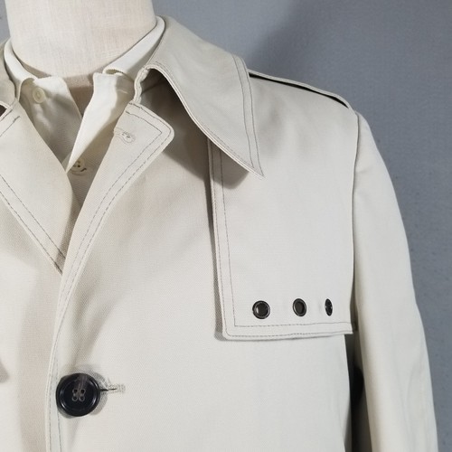 London Fog trench rain coat men's 40 Beige off white Mainscoat Vintage Hipster - Picture 6 of 16