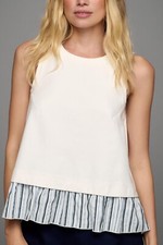 By Anthropologie Open-Back Twofer Tank Top Striped Ruffle Sleeveless L 270975