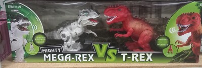 Vivitar Robo Mighty Mega Rex Vs T-Rex Lights Up, Sounds & Moves!! Nice!!