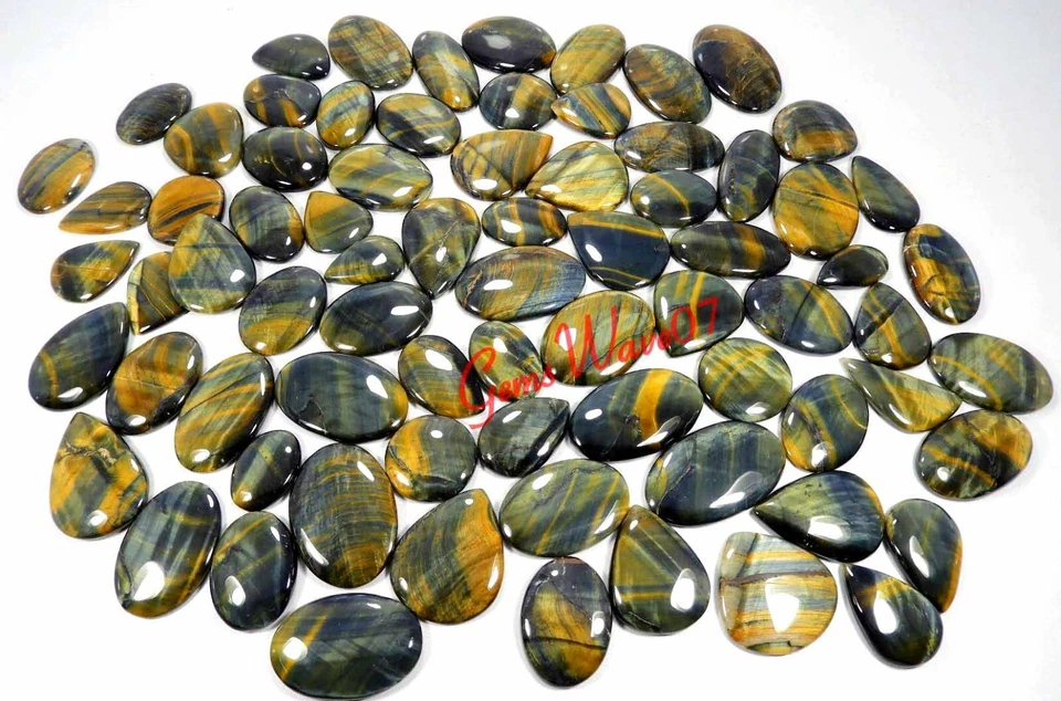 Natural Blue Tiger Eye Cabochon Designer Gemstone Wholesale Lot 2 To 110 Pcs - Image 3 of 4