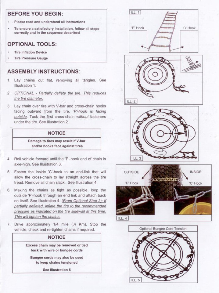 FRONT ATV Tire Chains VBar Pair fits Honda Rancher 420 TRX420 2007