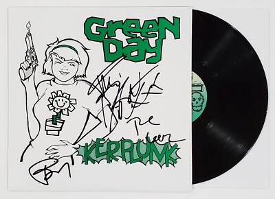GREEN DAY BAND SIGNED KERPLUNK VINYL LP RECORD ALBUM W/ JSA LOA