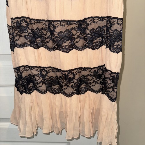 Vintage Arden B Y2K Pink Black Lace Dress Western Boho Sz L - Picture 2 of 5