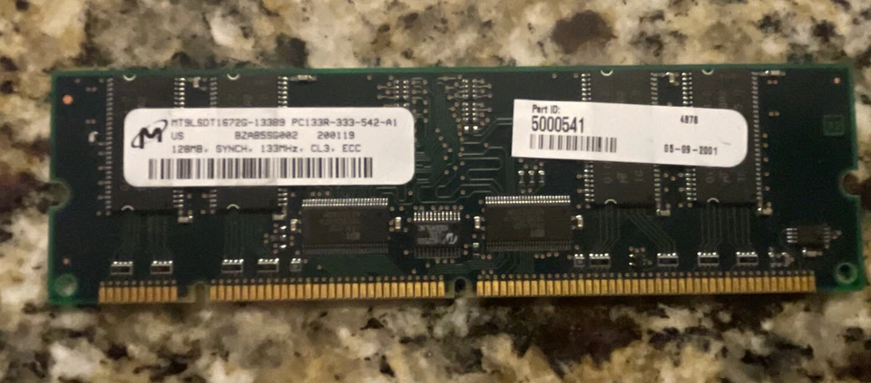Micron MT9LSDT1672G-1338-133B1 128MB PC133R-333-542A1 CL3  133MHz  ECCSDRAM DIMM - Image 3 of 4