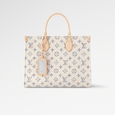 Louis Vuitton OnTheGo MM Cream Multicolor Rainbow Nautical M24708