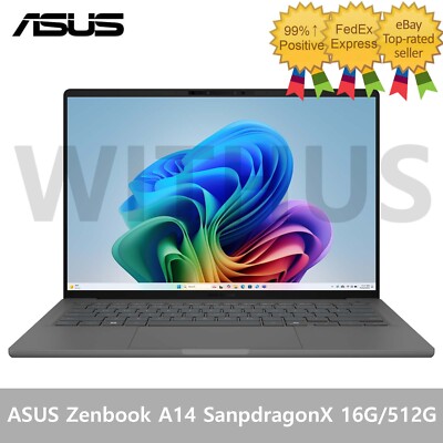 ASUS Zenbook A14 14'' UX3407QA-QD345W 16GB/512GB SanpdragonX AI 980g Win11 Laptop