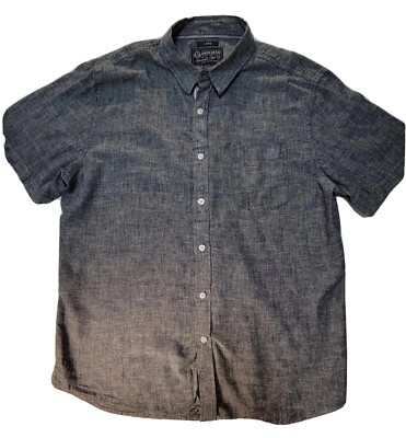 American Rag Men's Size XL Short Sleeve Shirt Gray Short Sleeve Button Up  Cotton