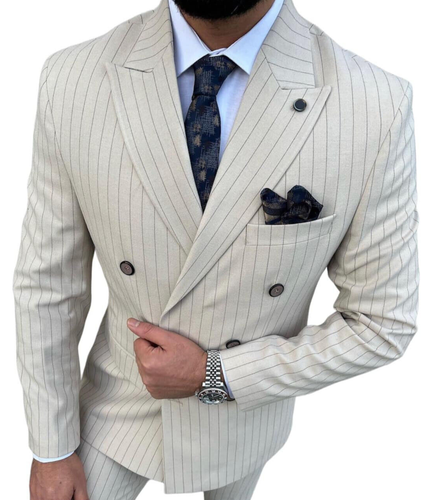 Abito Uomo Doppio Petto Beige | Elio Evan