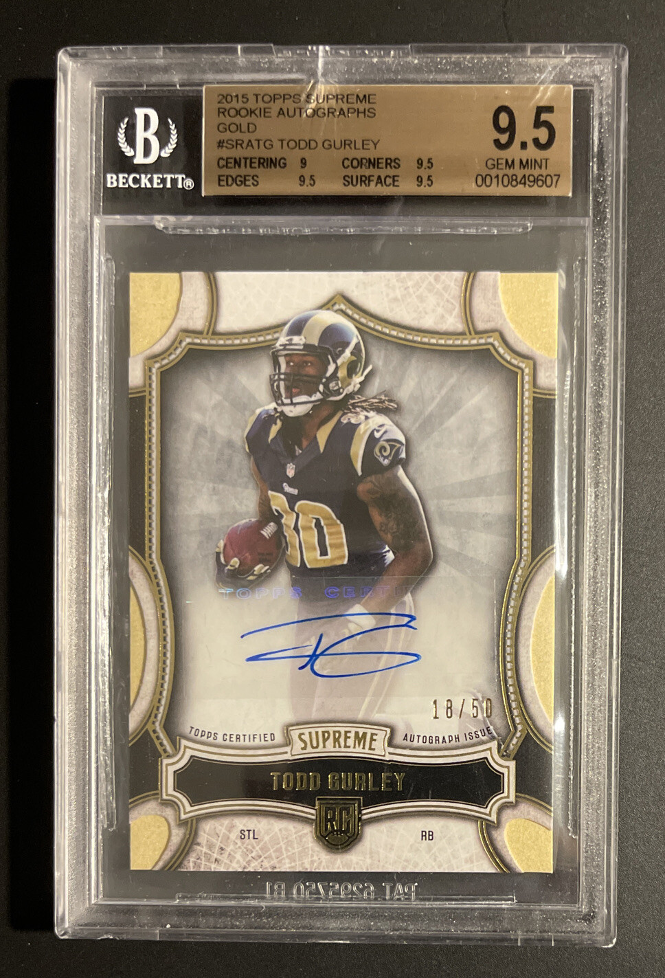 Todd Gurley Topps Supreme Rookie Autograph #SRATG Gold