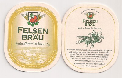 Felsenbräu, Gloßner family - beer mat ''only the best of the region''