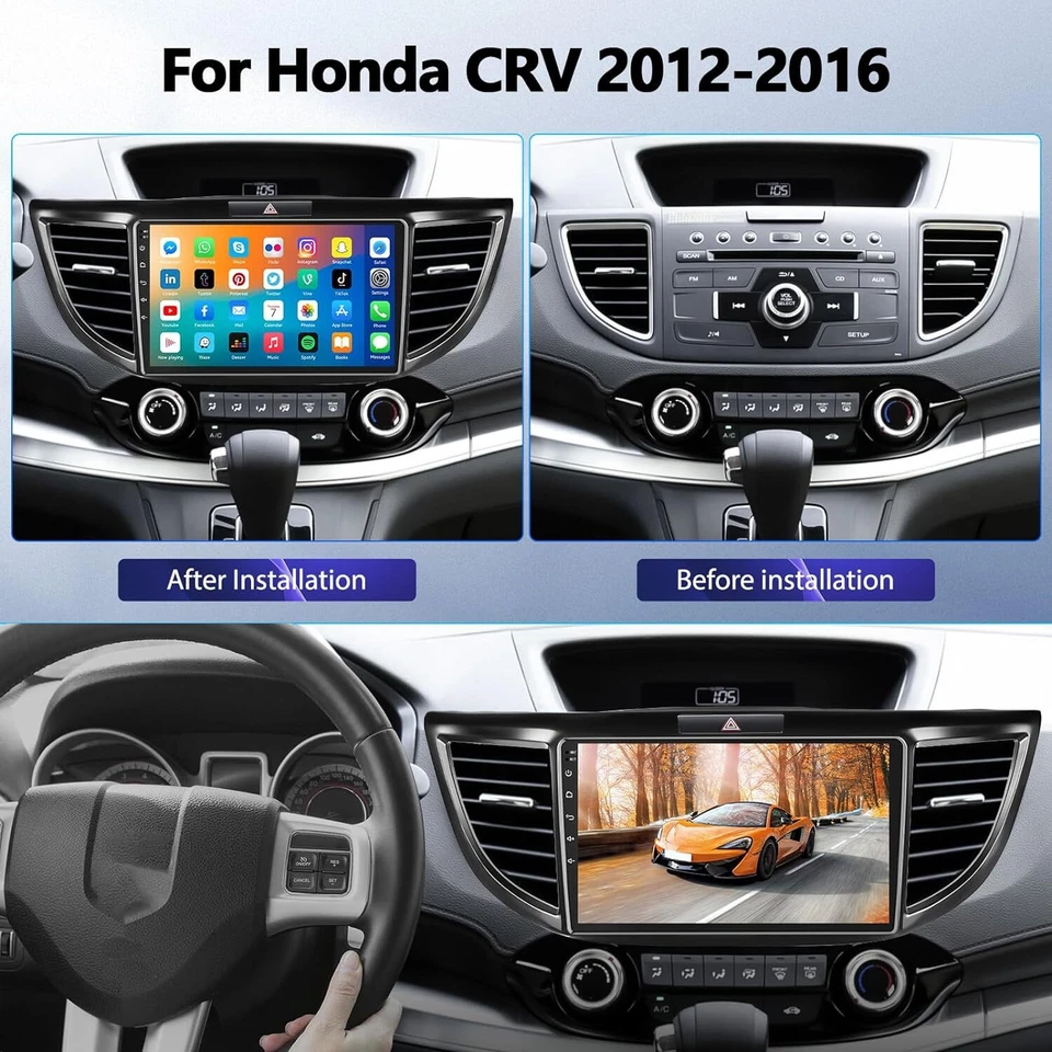 Android 14 Für Honda CR-V CRV 2012-2016 Autoradio Navi RDS CarPlay 8+256G DAB+AM - Bild 2 von 4