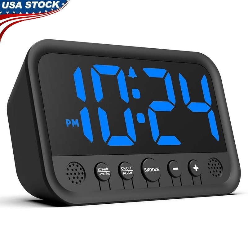 Small Digital Alarm Clock Dimmable LED Display Loud Volume Memory Function New