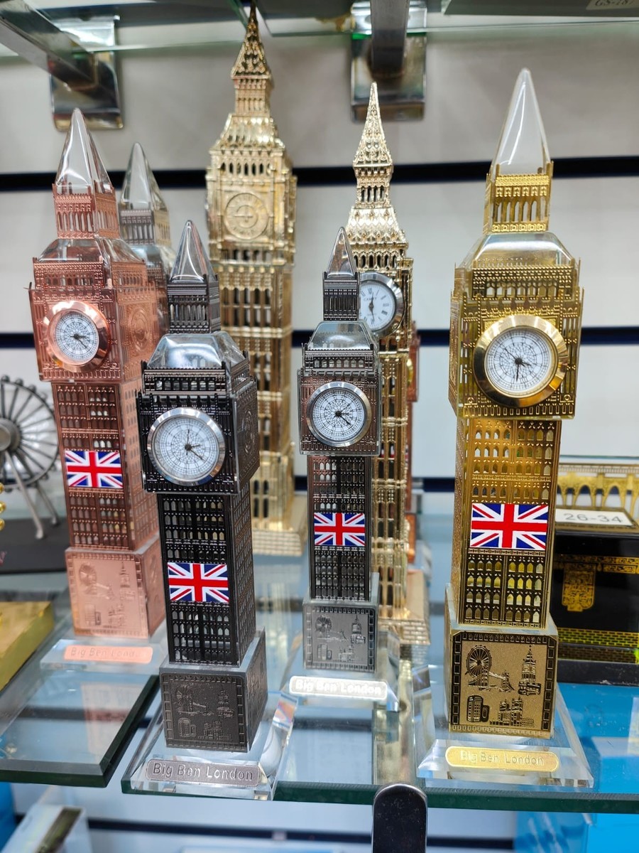 XL London Big Ben Crystal Clock Table Shelf Showpiece Souvenir