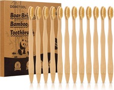 N-amboo Bamboo Toothbrush Boar Bristles 100 Biodegradable and Natural 12 Pieces