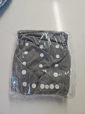 ALVABABY Baby Cloth Diapers (1 piece) Adjustable Washable 4Inserts Alva Gray A21