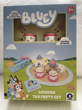 BLUEY Wooden Tea Party Set Kids Set BNIB Ideal Gift Age 3yrs Plus 20 Pieces