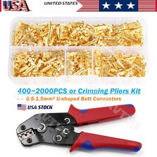 400/2000Pcs U-Shape Wire Butt Connectors Open Barrel Crimp Copper Ring Terminals