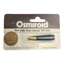 Osmiroid Pen Nib Easy Change 22 Carat Gold Plating Italic Fine Inter Medium NOS