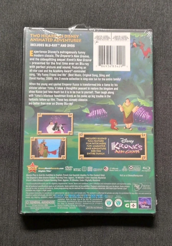 Disney The Emperor's and Kronk's New Groove Blu-ray and DVD Combo - SEALED - Image 2 of 3