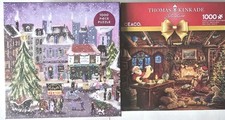 NEW 2 1000 Puzzles Thomas Kinkade SANTA CHECKING LIST galison CHRISTMAS SQUARE
