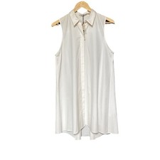 NWT Alice + Olivia Size M White Cotton Sleeveless Shirt Dress Silk Collar New