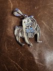 Vintage Silver Tone Bulldog Pendant With Clear And Yellow Rhinestones — photo 5