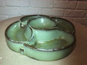 Frankoma Lazybones Divided Serving Dish Platter With Green Brown Glaze