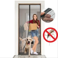 Magnet Fliegengitter BalkontüR Insektenschutz Klettverschluss 90X210 Cm Schwarz