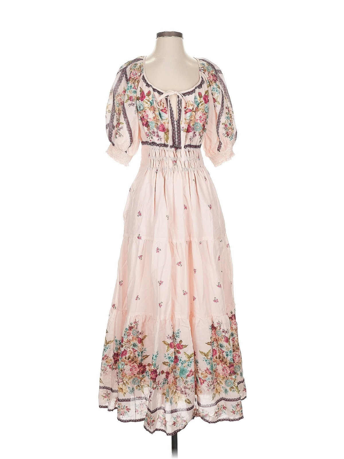Anthropologie Somerset Long Pink Floral Dress size Small