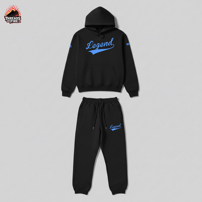 Men's Black Sky Blue Colorway Hoodie Joggers To Match Air Jordan 11 Gamma
