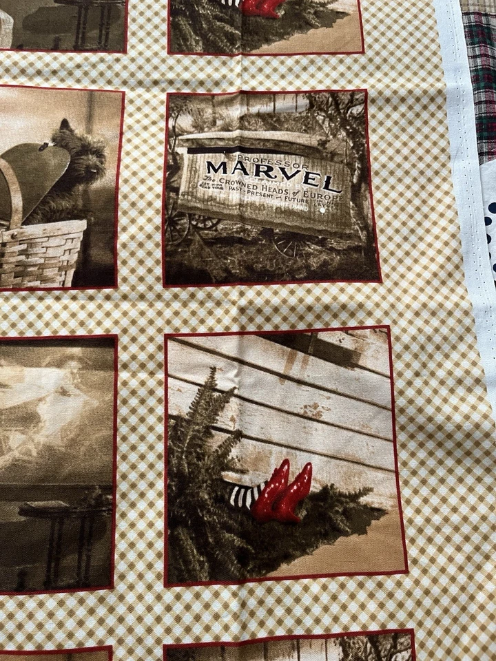 Tela acolchada "MAGO DE OZ" 28 cuadrados de escena de película color sepia Foto 2 de 4