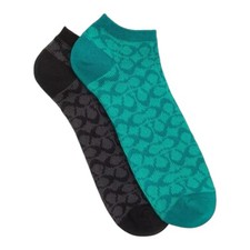 NEW AUTHENTIC COACH SIGNATURE ANKLE SOCKS GREEN AND BLACK