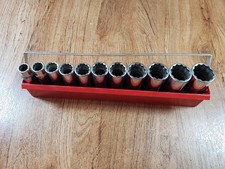 Snap-on 12 Drive 11 Pc 12 Point Socket Set W Holder Rack 12 To 1-18 Usa