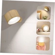 LED Wall Sconce, Wall Mounted Lamp with Rechargeable Battery Operated A-Wood