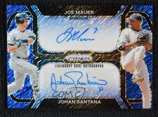 2024 Panini Prizm Legendary Dual Autograph Joe Mauer / Johan Santana Gold Vinyl #LDA-MIN card