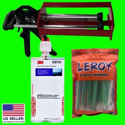 3M 08115 8115 PANEL BONDING ADHESIVE  + APPLICATOR GUN + BAG OF MIXING NOZZLES!