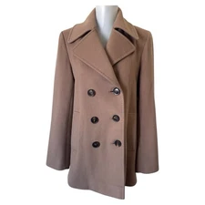 Fleurette Loro Piana Wool Jacket Double Breasted Lined Womens Size 6 Camel Italy