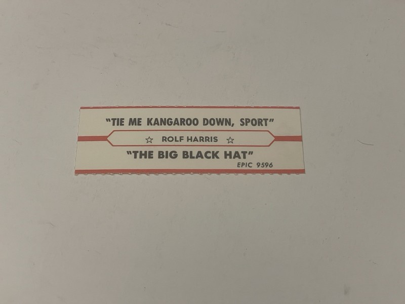 Jukebox Title Strip Rolf Harris Tie Me Kangaroo Down Sport Epic