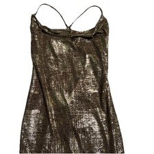 Fashion Nova Cowl Neck Embellished Midi Dress Gold Size M Bodycon Butt Scrunch ￼