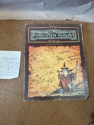 The Forgotten Realms: Atlas Karen Wynn Fonstad VTG 1990 1st Ed 1st Print Receipt