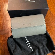 Oliver Cooper London 3 Watch Roll Genuine Saffiano Leather Travel Case Gray Grey