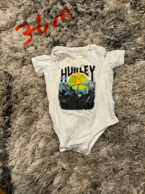 Boys Hurley bodysuit size 3-6 months short sleeve multicolor 