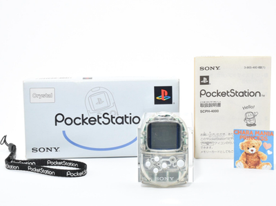 Sony PS1 Pocket Station Crystal SCPH-4000C w/Box Strap Tested Rare