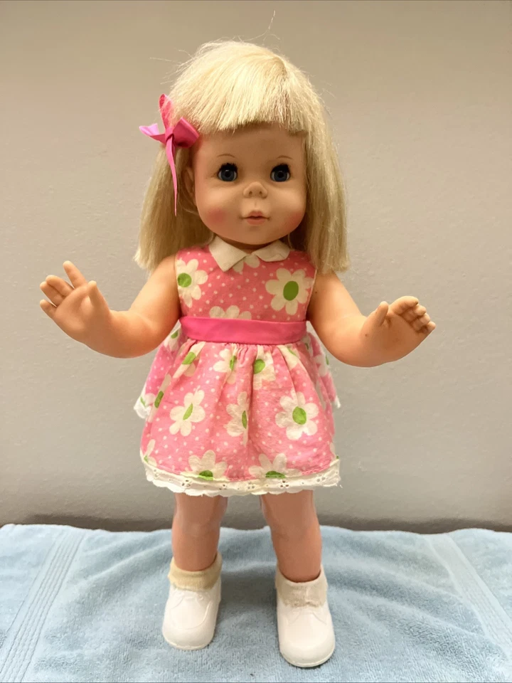 Mattel 1964 Vintage Baby First Step - Still Wants To Walk- Floral Dress - Image 2 of 4