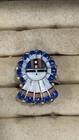 Vintage Unique Native American Zuni Multi-Stone Inlay Sunface Silver Ring