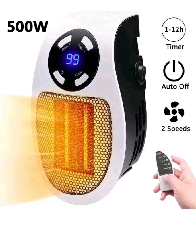 Termoventilatore Stufa Stufetta Senza Cavo Con Presa A Muro 500W Ghibli Mini Red 89453675 - Foto 2