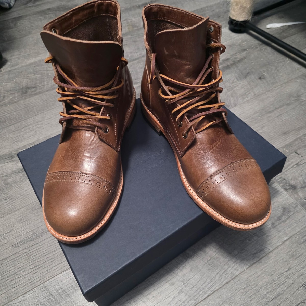 Oakstreet Bootmakers Cap-Toe Trench Boot Natural Chromexcel Size 11.5 (12) OAK STREET BOOTMAKERS TRENCH BOOT in Horween Natural  main image 3