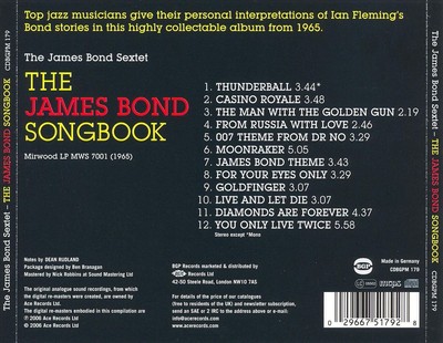JAMES BOND SEXTET - THE JAMES BOND SONGBOOK [BGP] NEW CD